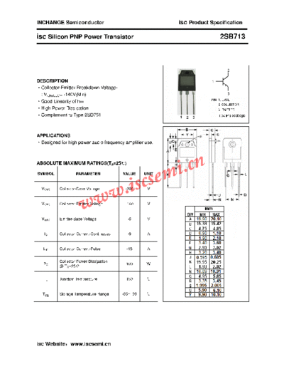 Inchange Semiconductor 2sb713  . Electronic Components Datasheets Active components Transistors Inchange Semiconductor 2sb713.pdf