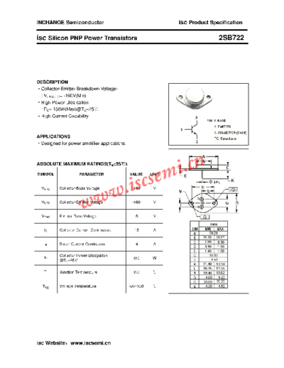 Inchange Semiconductor 2sb722  . Electronic Components Datasheets Active components Transistors Inchange Semiconductor 2sb722.pdf