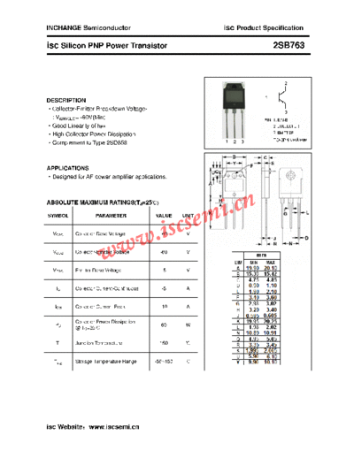 Inchange Semiconductor 2sb763  . Electronic Components Datasheets Active components Transistors Inchange Semiconductor 2sb763.pdf