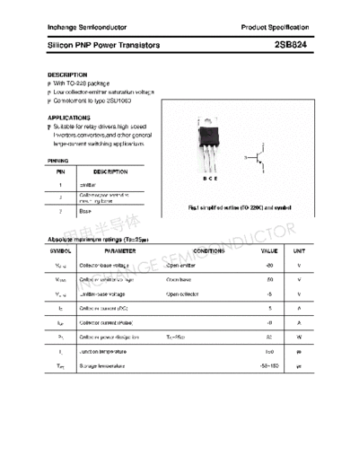 Inchange Semiconductor 2sb824  . Electronic Components Datasheets Active components Transistors Inchange Semiconductor 2sb824.pdf