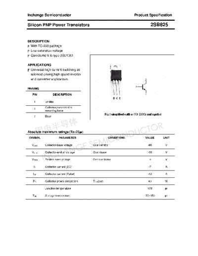 . Electronic Components Datasheets 2sb825  . Electronic Components Datasheets Active components Transistors Inchange Semiconductor 2sb825.pdf