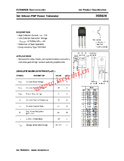 Inchange Semiconductor 2sb828  . Electronic Components Datasheets Active components Transistors Inchange Semiconductor 2sb828.pdf