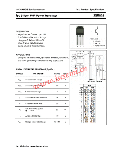 Inchange Semiconductor 2sb829  . Electronic Components Datasheets Active components Transistors Inchange Semiconductor 2sb829.pdf