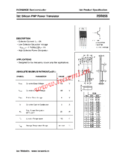 Inchange Semiconductor 2sb856  . Electronic Components Datasheets Active components Transistors Inchange Semiconductor 2sb856.pdf