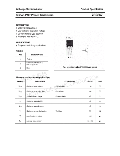 Inchange Semiconductor 2sb867  . Electronic Components Datasheets Active components Transistors Inchange Semiconductor 2sb867.pdf