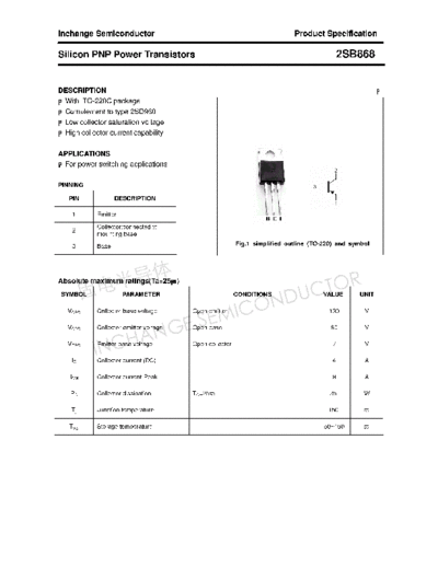 Inchange Semiconductor 2sb868  . Electronic Components Datasheets Active components Transistors Inchange Semiconductor 2sb868.pdf