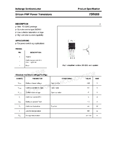 Inchange Semiconductor 2sb869  . Electronic Components Datasheets Active components Transistors Inchange Semiconductor 2sb869.pdf