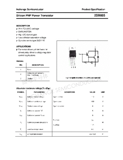 Inchange Semiconductor 2sb885  . Electronic Components Datasheets Active components Transistors Inchange Semiconductor 2sb885.pdf