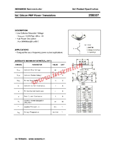 Inchange Semiconductor 2sb337  . Electronic Components Datasheets Active components Transistors Inchange Semiconductor 2sb337.pdf