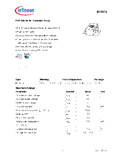 Infineon bc807u  . Electronic Components Datasheets Active components Transistors Infineon bc807u.pdf