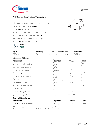 Infineon bfn19  . Electronic Components Datasheets Active components Transistors Infineon bfn19.pdf