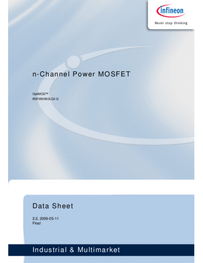 Infineon bsf050n03lq3g rev2.2  . Electronic Components Datasheets Active components Transistors Infineon bsf050n03lq3g_rev2.2.pdf