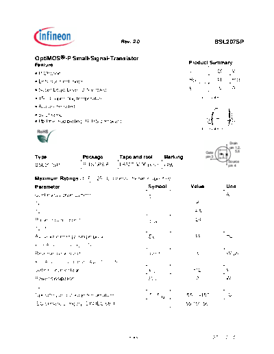 Infineon bsl207sp rev2.02  . Electronic Components Datasheets Active components Transistors Infineon bsl207sp_rev2.02.pdf