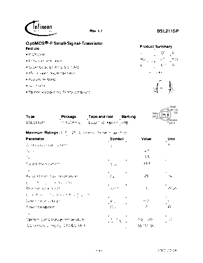 Infineon bsl211sp rev1.1  . Electronic Components Datasheets Active components Transistors Infineon bsl211sp_rev1.1.pdf