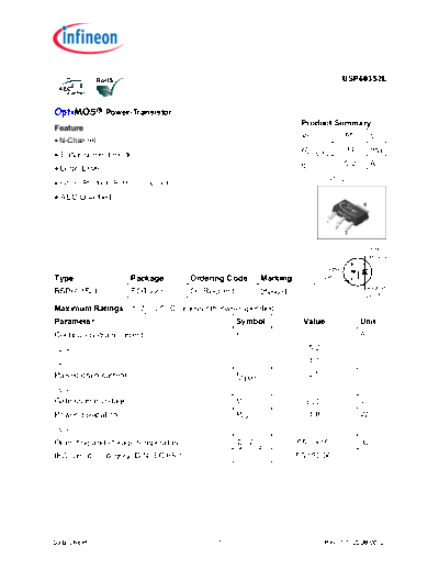 Infineon bsp603s2l ds 11  . Electronic Components Datasheets Active components Transistors Infineon bsp603s2l_ds_11.pdf