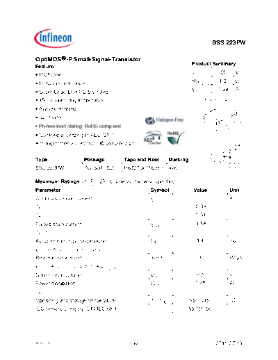 Infineon bss223pw rev1.4  . Electronic Components Datasheets Active components Transistors Infineon bss223pw_rev1.4.pdf