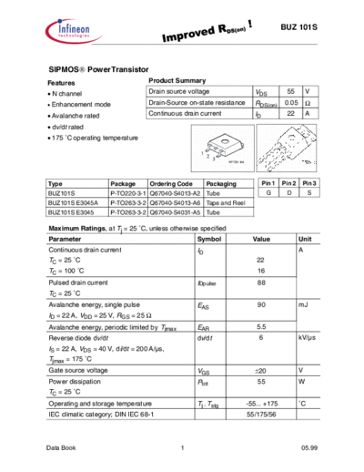 Infineon buz101s  . Electronic Components Datasheets Active components Transistors Infineon buz101s.pdf