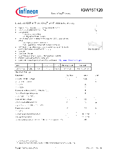 Infineon igw15t120 rev2 5g  . Electronic Components Datasheets Active components Transistors Infineon igw15t120_rev2_5g.pdf