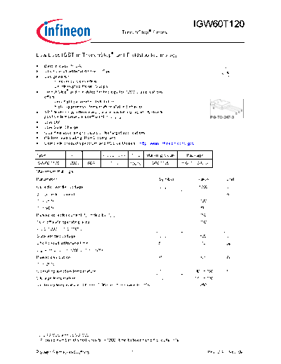 Infineon igw60t120 rev2 4g  . Electronic Components Datasheets Active components Transistors Infineon igw60t120_rev2_4g.pdf