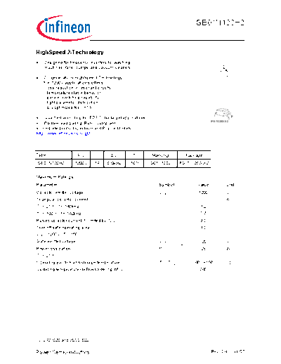 Infineon igb01n120h2 rev2 4g  . Electronic Components Datasheets Active components Transistors Infineon igb01n120h2_rev2_4g.pdf