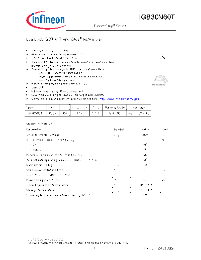 Infineon igb30n60trev2 3g  . Electronic Components Datasheets Active components Transistors Infineon igb30n60trev2_3g.pdf