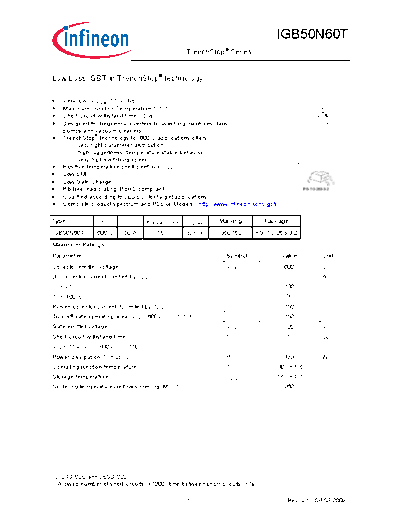 Infineon igb50n60t rev2 5g  . Electronic Components Datasheets Active components Transistors Infineon igb50n60t_rev2_5g.pdf