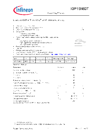 Infineon igp15n60trev2 2g[1]  . Electronic Components Datasheets Active components Transistors Infineon igp15n60trev2_2g[1].pdf