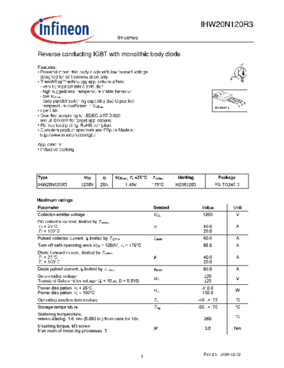 Infineon ihw20n120r3 rev2 5g  . Electronic Components Datasheets Active components Transistors Infineon ihw20n120r3_rev2_5g.pdf