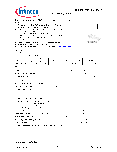 Infineon ihw25n120r2 rev2 3g  . Electronic Components Datasheets Active components Transistors Infineon ihw25n120r2_rev2_3g.pdf