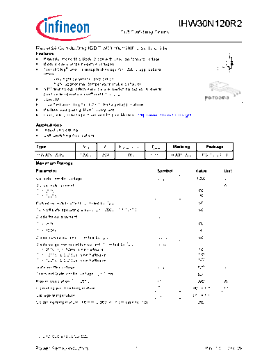 Infineon ihw30n120r2 rev1 5g  . Electronic Components Datasheets Active components Transistors Infineon ihw30n120r2_rev1_5g.pdf