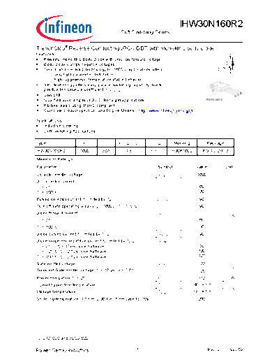 Infineon ihw30n160r2 rev2 1g  . Electronic Components Datasheets Active components Transistors Infineon ihw30n160r2_rev2_1g.pdf