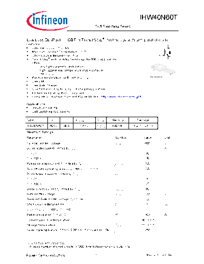 Infineon ihw40n60t-d20rev2 3  . Electronic Components Datasheets Active components Transistors Infineon ihw40n60t-d20rev2_3.pdf