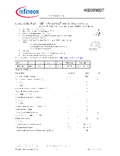 . Electronic Components Datasheets ikb06n60trev2 3g  . Electronic Components Datasheets Active components Transistors Infineon ikb06n60trev2_3g.pdf