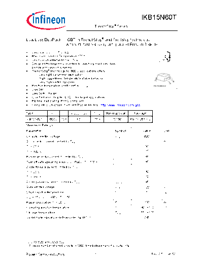 Infineon ikb15n60trev2 5g  . Electronic Components Datasheets Active components Transistors Infineon ikb15n60trev2_5g.pdf