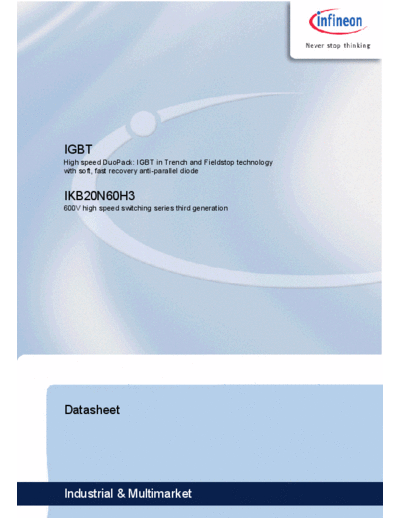 Infineon ikb20n60h3 rev1 1g  . Electronic Components Datasheets Active components Transistors Infineon ikb20n60h3_rev1_1g.pdf