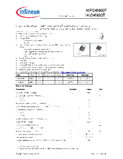 Infineon ikp04n60t iki04n60t  . Electronic Components Datasheets Active components Transistors Infineon ikp04n60t_iki04n60t.pdf