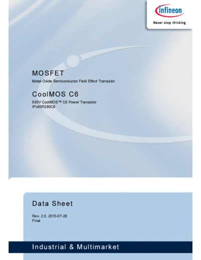 . Electronic Components Datasheets ipa65r280c6 2 0  . Electronic Components Datasheets Active components Transistors Infineon ipa65r280c6_2_0.pdf