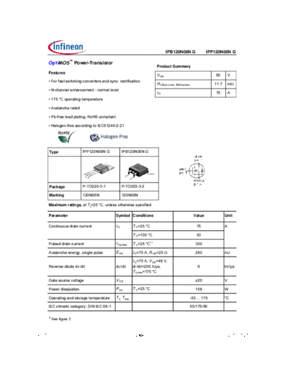Infineon ipb120n06ng ipp120n06ng  . Electronic Components Datasheets Active components Transistors Infineon ipb120n06ng_ipp120n06ng.pdf
