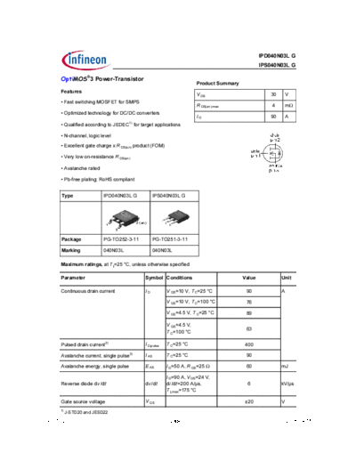 Infineon ipd040n03lg rev1[1].02  . Electronic Components Datasheets Active components Transistors Infineon ipd040n03lg_rev1[1].02.pdf