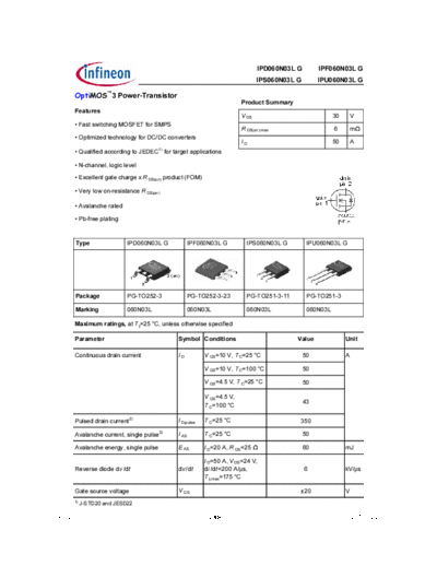 Infineon ipd060n03lg rev2.0  . Electronic Components Datasheets Active components Transistors Infineon ipd060n03lg_rev2.0.pdf
