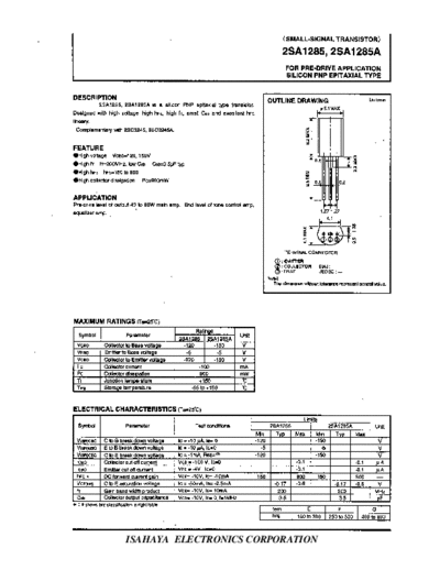 Isahaya 2sa1285  . Electronic Components Datasheets Active components Transistors Isahaya 2sa1285.pdf