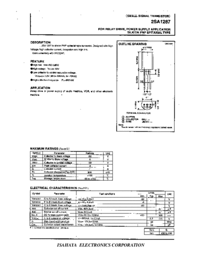 Isahaya 2sa1287  . Electronic Components Datasheets Active components Transistors Isahaya 2sa1287.pdf