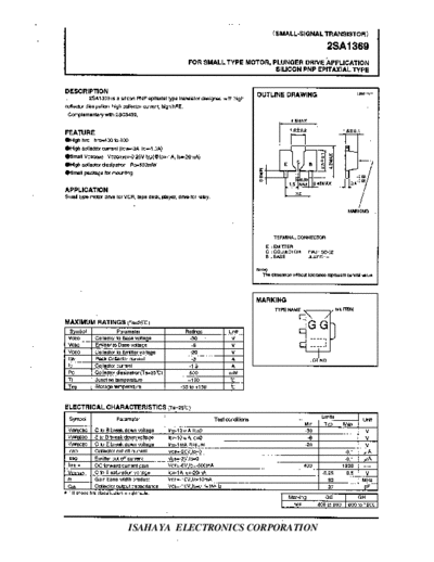 Isahaya 2sa1369  . Electronic Components Datasheets Active components Transistors Isahaya 2sa1369.pdf
