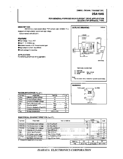 Isahaya 2sa1945  . Electronic Components Datasheets Active components Transistors Isahaya 2sa1945.pdf