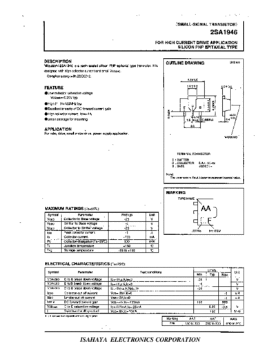 Isahaya 2sa1946  . Electronic Components Datasheets Active components Transistors Isahaya 2sa1946.pdf