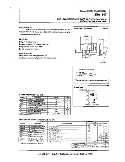 . Electronic Components Datasheets 2sa1947  . Electronic Components Datasheets Active components Transistors Isahaya 2sa1947.pdf