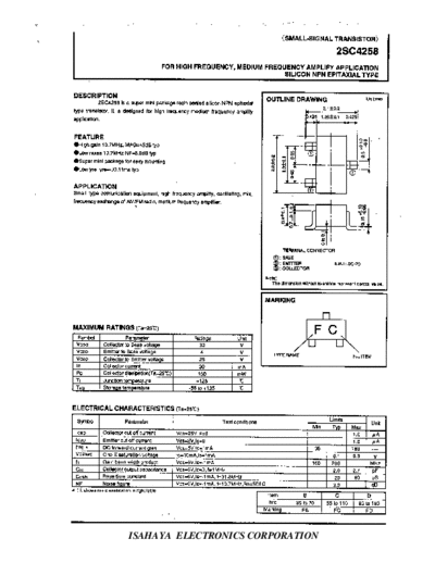 Isahaya 2sc4258  . Electronic Components Datasheets Active components Transistors Isahaya 2sc4258.pdf