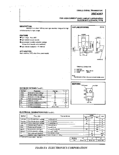 Isahaya 2sc4357  . Electronic Components Datasheets Active components Transistors Isahaya 2sc4357.pdf