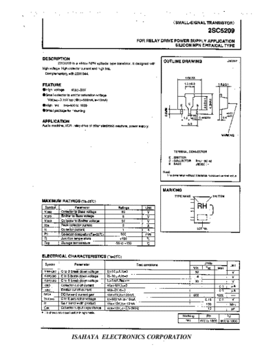 Isahaya 2sc5209  . Electronic Components Datasheets Active components Transistors Isahaya 2sc5209.pdf