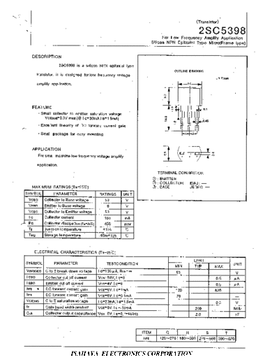 Isahaya 2sc5398  . Electronic Components Datasheets Active components Transistors Isahaya 2sc5398.pdf